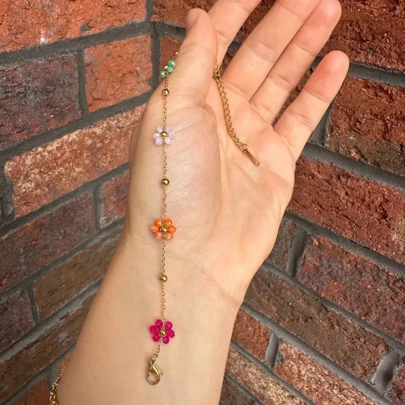 Flower Stainless Steel 18K Gold Waterproof Bead Flower Necklace Bracelet Set - Picture 16 of 16